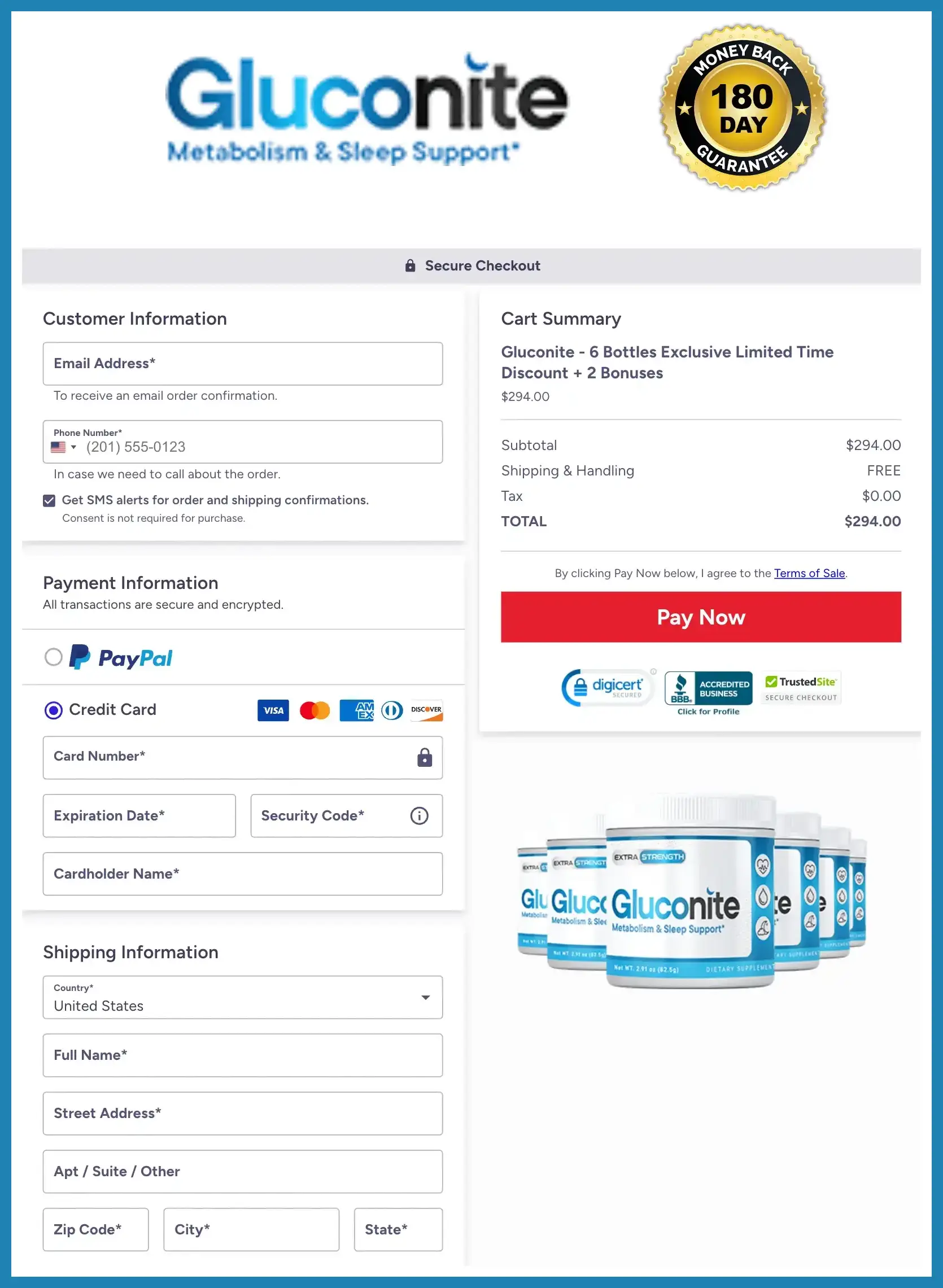 Gluconite Official Website Secure Order Page